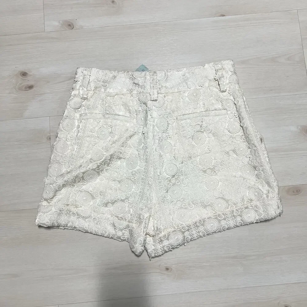 NWT Alice + Olivia Silk Lace Lined Shorts Size 6 Paula Ivory Bridal Bachelorette - Picture 5 of 14